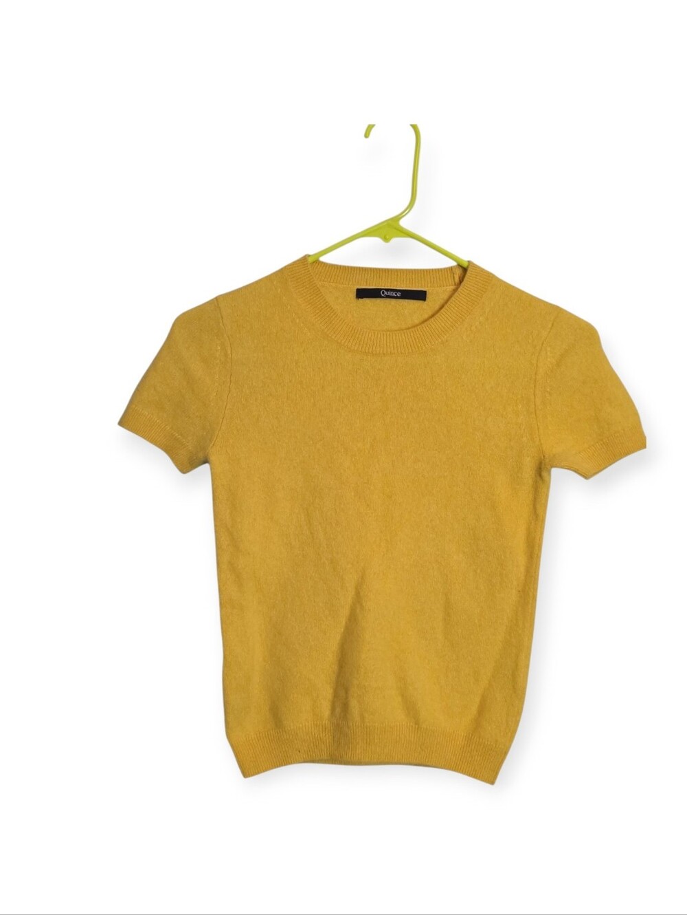 Women's NWOT Quince Magnolia Cashmere mustard yellow short sleeve sweater, XS